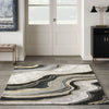 Nourison prismatic prs31 charcoal grey Grey, Multicoloured Living Room Wool Rug.