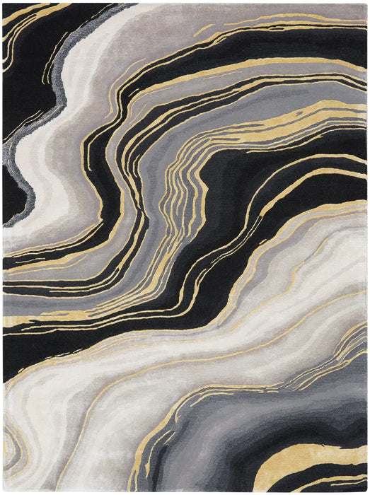 Nourison prismatic prs31 charcoal grey Grey, Multicoloured Living Room Wool Rug.