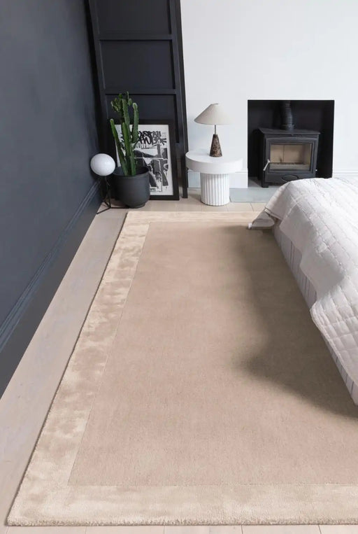 Asiatic ascot putty Beige Living Room Wool Rug.