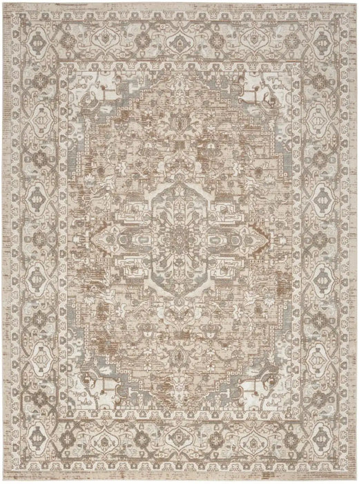 Nourison quarry qua05 beige Beige Living Room Moroccan Rug.