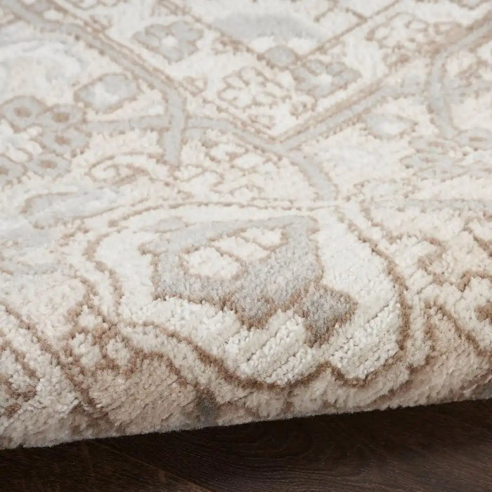 Nourison quarry qua05 beige Beige Living Room Moroccan Rug.