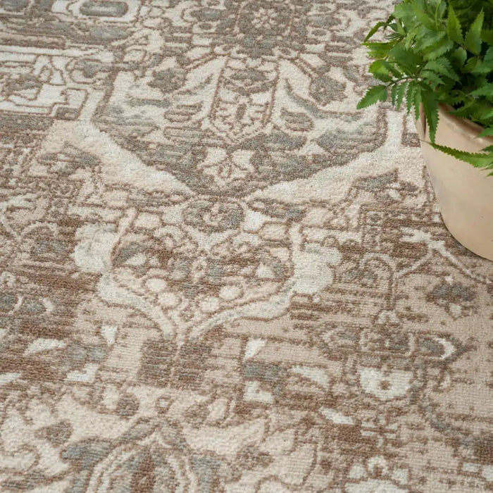Nourison quarry qua05 beige Beige Living Room Moroccan Rug.
