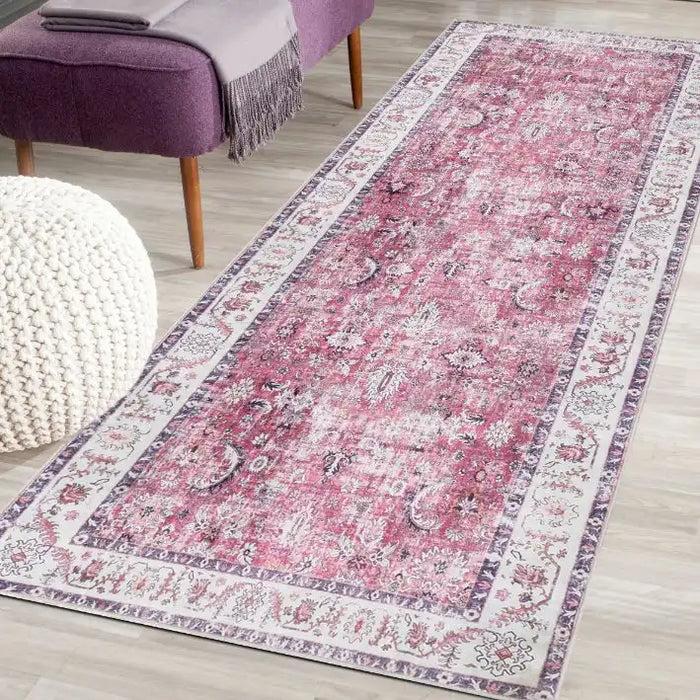 Likewise Matting silk road washable rada Pink Living Room Washable Rug.