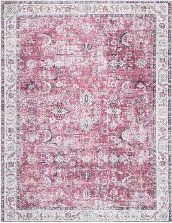 Likewise Matting silk road washable rada Pink Living Room Washable Rug.