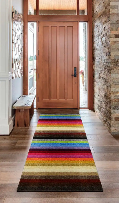 Likewise Matting linea rainbow Multicoloured Living Room Striped Rug.