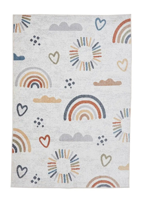 Think Rugs vida washable rainbow sun Multicoloured Bedroom  Washable Rug.