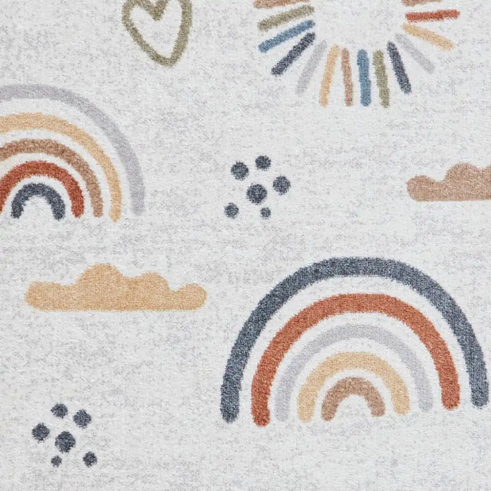 Think Rugs vida washable rainbow sun Multicoloured Bedroom  Washable Rug.
