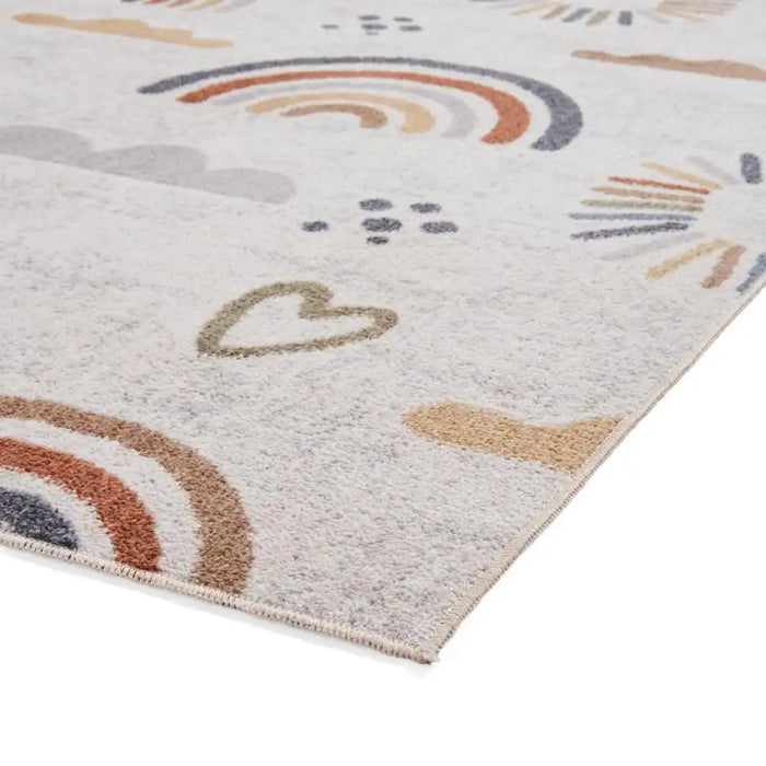 Think Rugs vida washable rainbow sun Multicoloured Bedroom  Washable Rug.