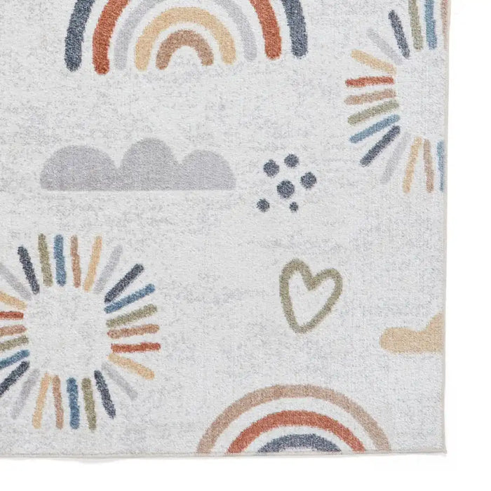 Think Rugs vida washable rainbow sun Multicoloured Bedroom  Washable Rug.
