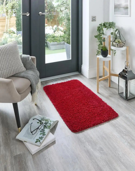 My Mats buddy red Red Living Room Shaggy Rug.