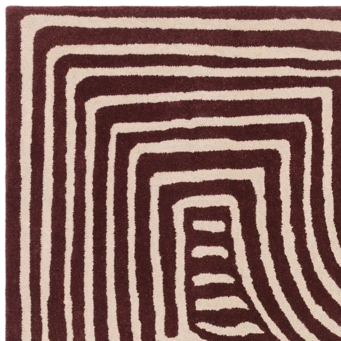 Asiatic reef rf 29 curve plum Purple, Cream Living Room Wool Rug.