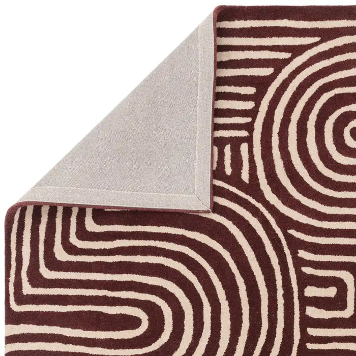 Asiatic reef rf 29 curve plum Purple, Cream Living Room Wool Rug.