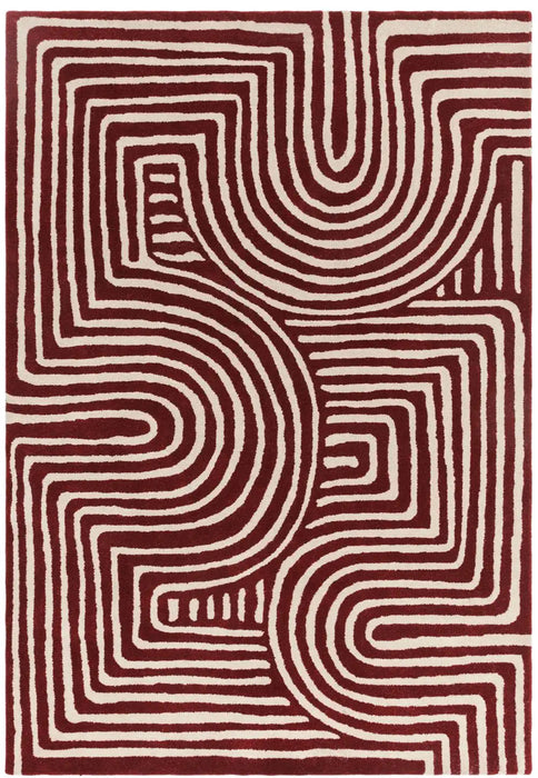 Asiatic reef rf 29 curve plum Purple, Cream Living Room Wool Rug.