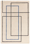 Asiatic reef rf19 outline blue Multicoloured, Cream Living Room Wool Rug.