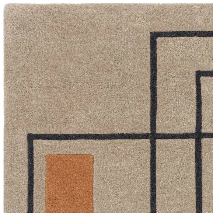 Asiatic reef rf20 outline terracotta Beige, Multicoloured Living Room Wool Rug.