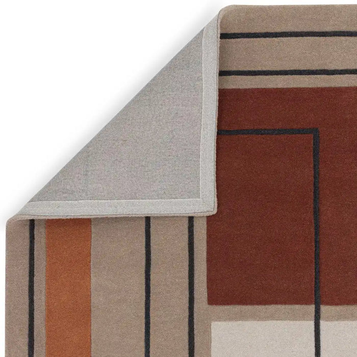 Asiatic reef rf20 outline terracotta Beige, Multicoloured Living Room Wool Rug.