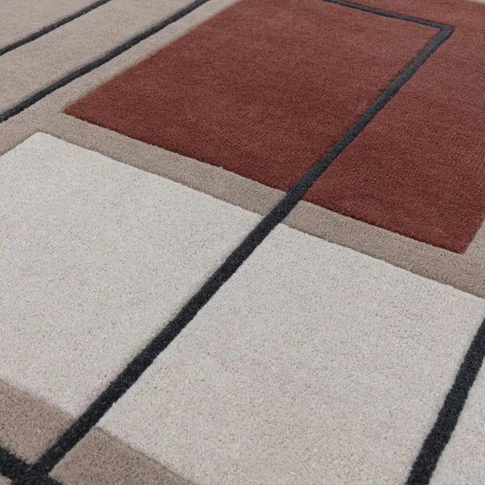 Asiatic reef rf20 outline terracotta Beige, Multicoloured Living Room Wool Rug.