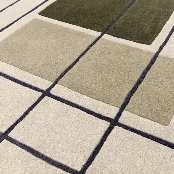 Asiatic reef rf21 outline khaki Beige Living Room Wool Rug.