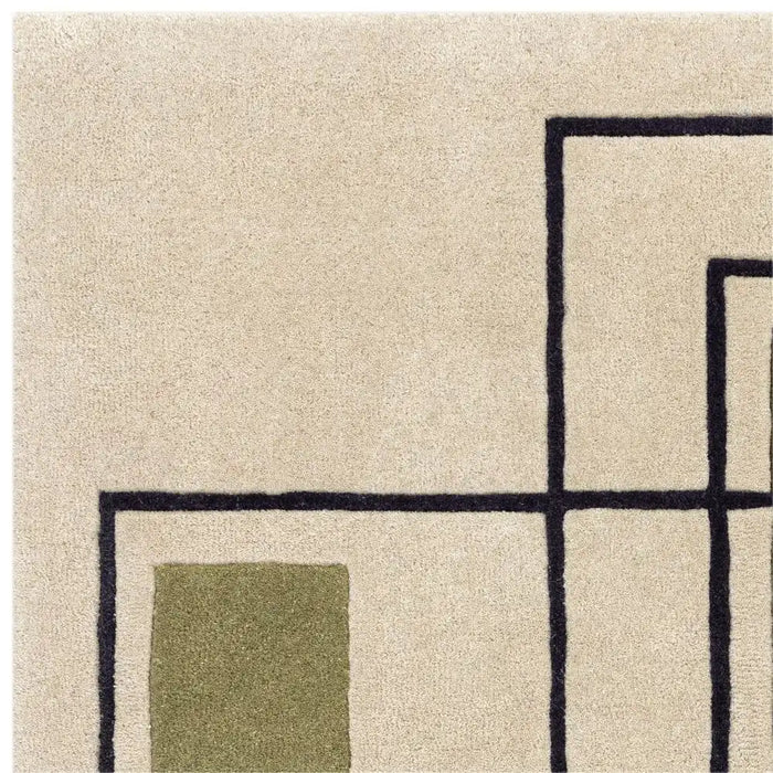 Asiatic reef rf21 outline khaki Beige Living Room Wool Rug.