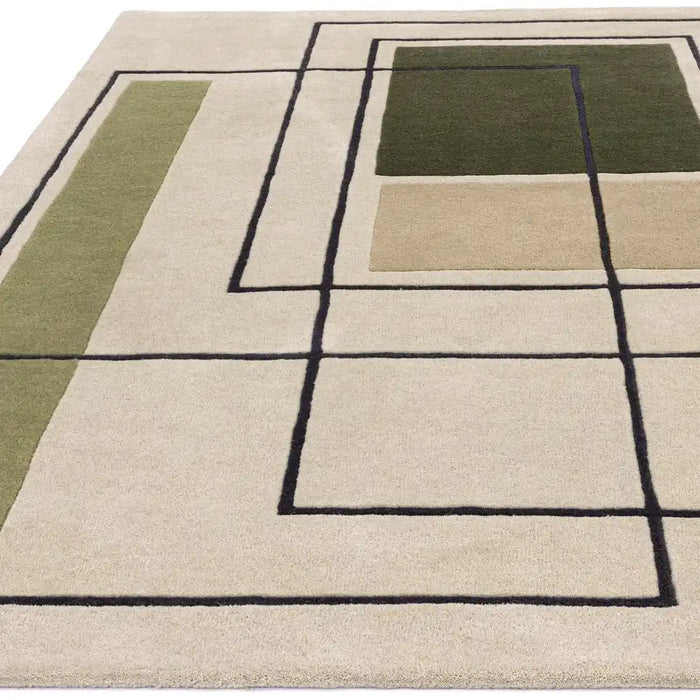 Asiatic reef rf21 outline khaki Beige Living Room Wool Rug.