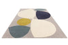 Asiatic reef rf25 mid century teal Grey, Multicoloured Living Room Wool Rug.