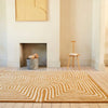 Asiatic reef rf28 curve ochre Yellow Living Room Wool Rug.