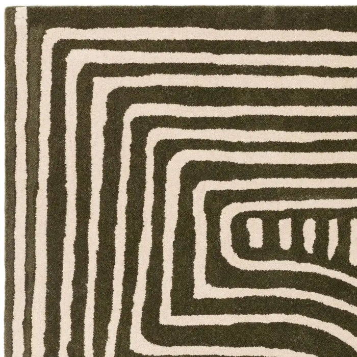 Forest Looped Rug Reef RF30 Curve Forest Green, Cream Rug — RugsDirect Online