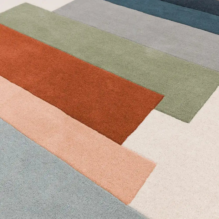 Asiatic reef rf32 stacks green Multicoloured, Cream Living Room Wool Rug.