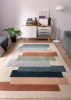 Asiatic reef rf32 stacks green Multicoloured, Cream Living Room Wool Rug.