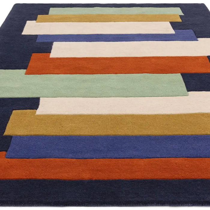 Asiatic reef rf33 stacks multi Multicoloured Living Room Wool Rug.
