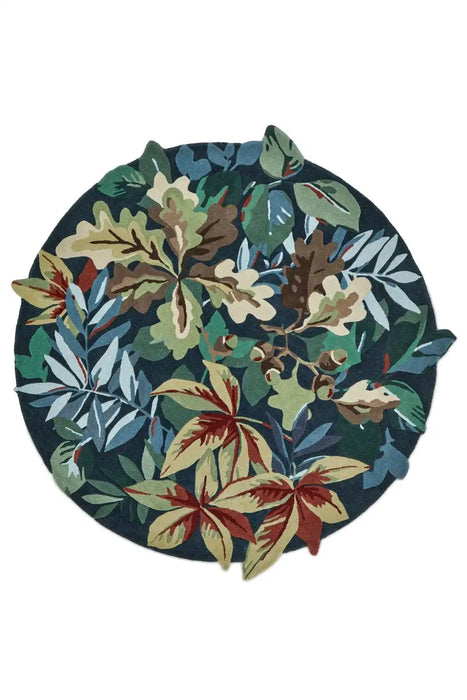 Sanderson sanderson robins wood forest green 146508 Blue, Green, Multicoloured Living Room Wool Rug.