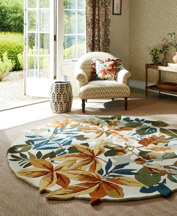 Sanderson sanderson robins wood russet brown 146501 Multicoloured Living Room Wool Rug.