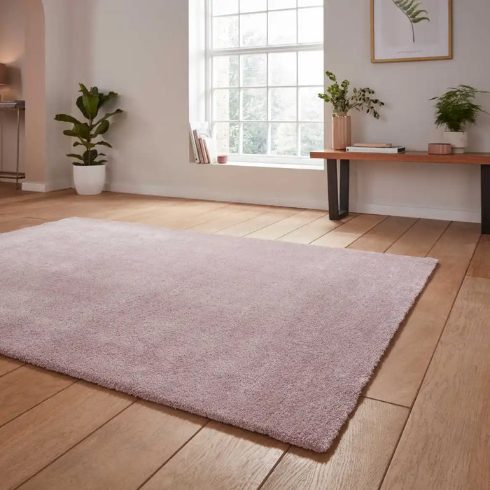 Think Rugs cove rose Pink Living Room Shaggy Rug.