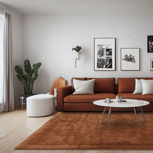 Asiatic rise rust Orange Living Room Wool Rug.