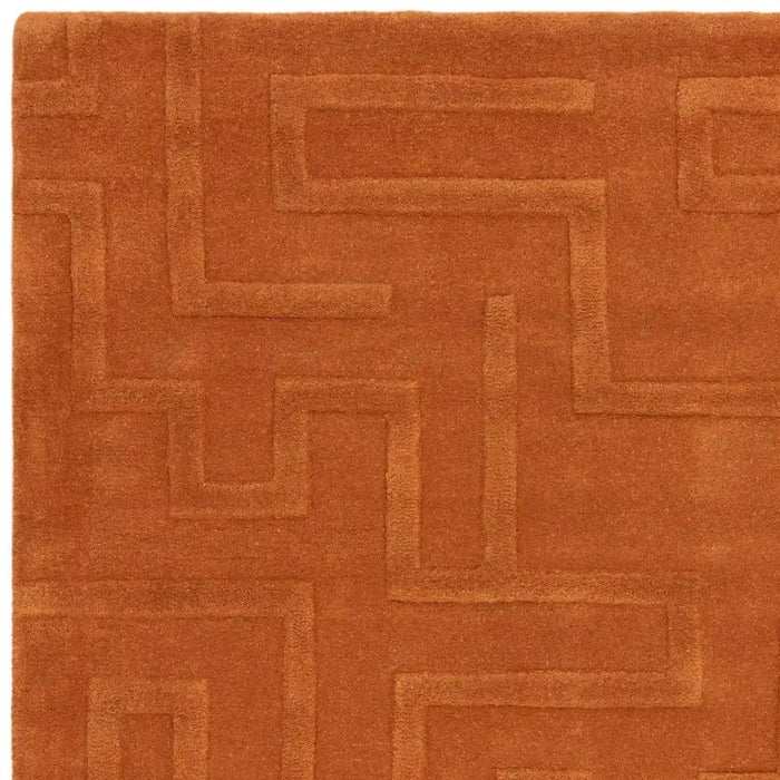 Asiatic maze asiatic rust Orange Living Room Wool Rug.
