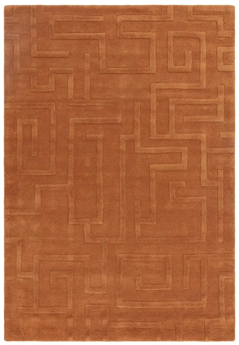 Asiatic maze asiatic rust Orange Living Room Wool Rug.