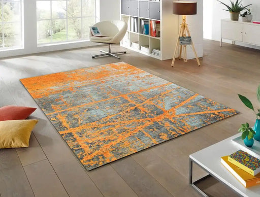 Wash + Dry decor rustic Multicoloured, Orange Living Room Washable Rug.