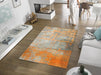 Wash + Dry decor rustic Multicoloured, Orange Living Room Washable Rug.
