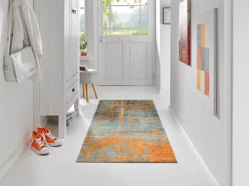 Wash + Dry decor rustic Multicoloured, Orange Living Room Washable Rug.