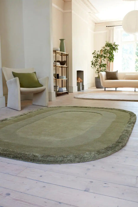 Asiatic halo sage Green Living Room Wool Rug.