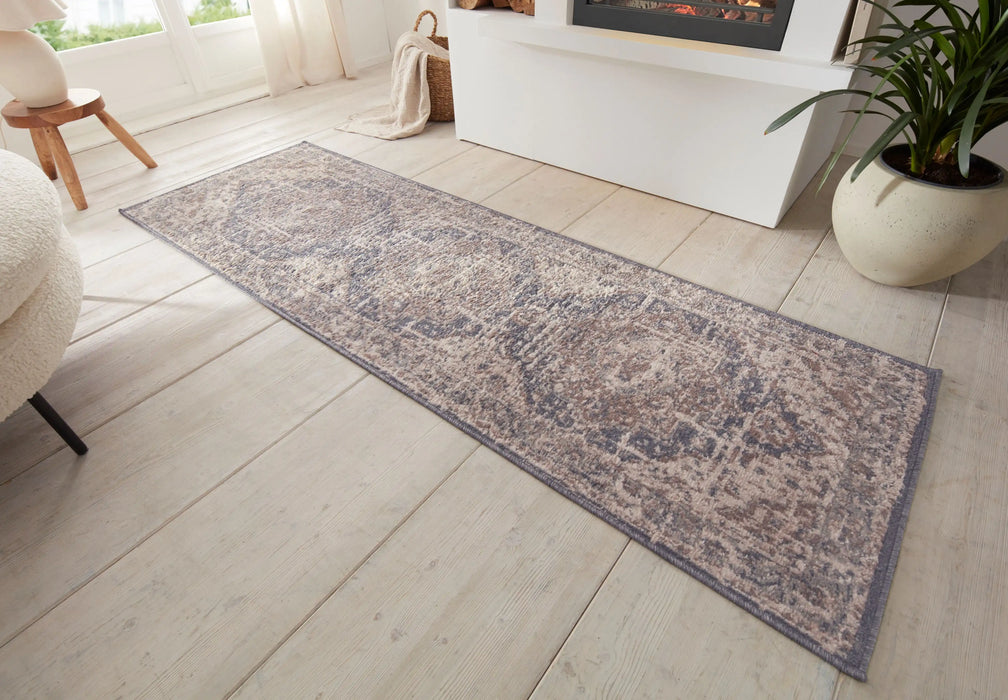 Hanse Home terrain sand cream blue Blue, Cream Living Room Moroccan Rug.