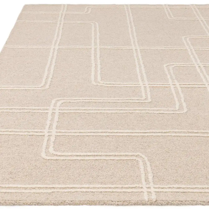 Asiatic ada sand Beige Living Room Wool Rug.