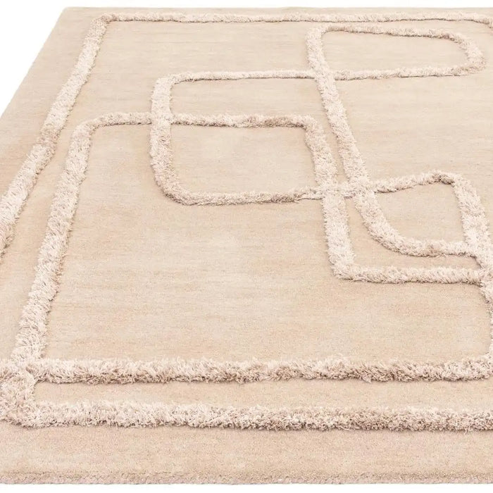 Asiatic infinity sand Beige Living Room Wool Rug.