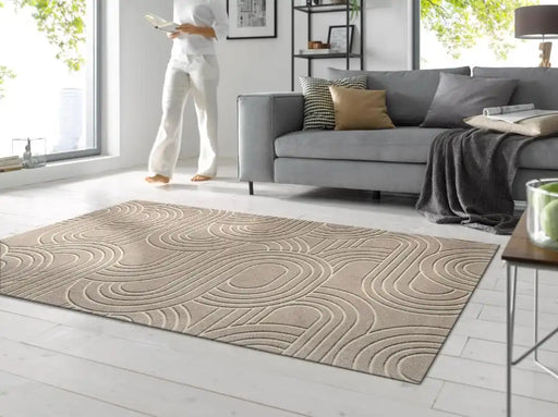 Wash + Dry decor sand twist Beige Living Room Washable Rug.