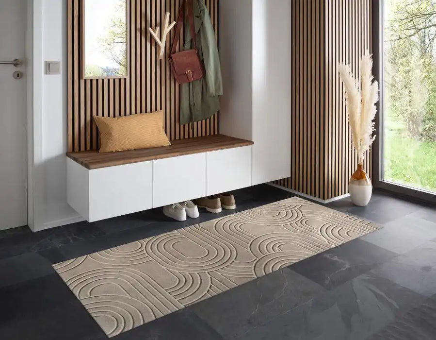 Wash + Dry decor sand twist Beige Living Room Washable Rug.