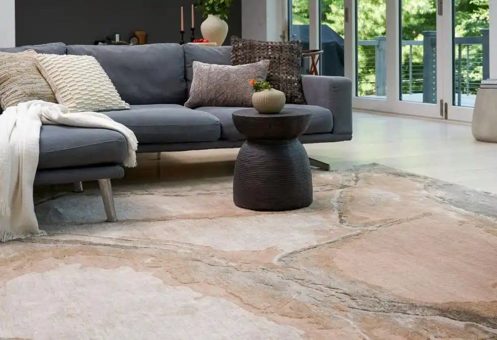 Nourison silk shadows sha24 beige silver Beige Living Room  Rug.