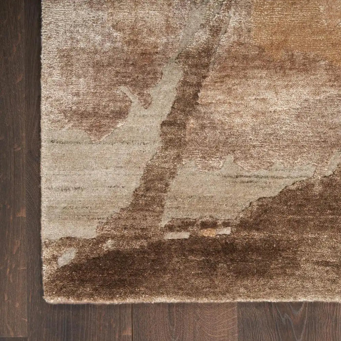 Nourison silk shadows sha24 beige silver Beige Living Room  Rug.
