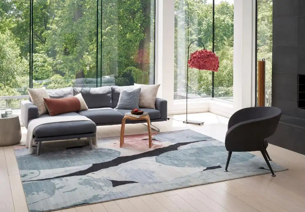 Nourison silk shadows sha25 blue pink Blue, Pink Living Room  Rug.