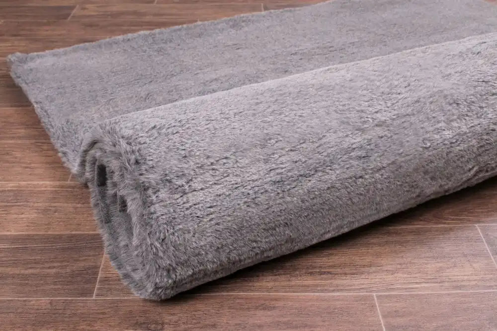 HMC tipped luxe fur shadow grey Grey Living Room Shaggy Rug.