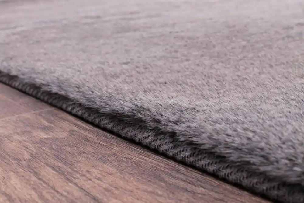 HMC tipped luxe fur shadow grey Grey Living Room Shaggy Rug.
